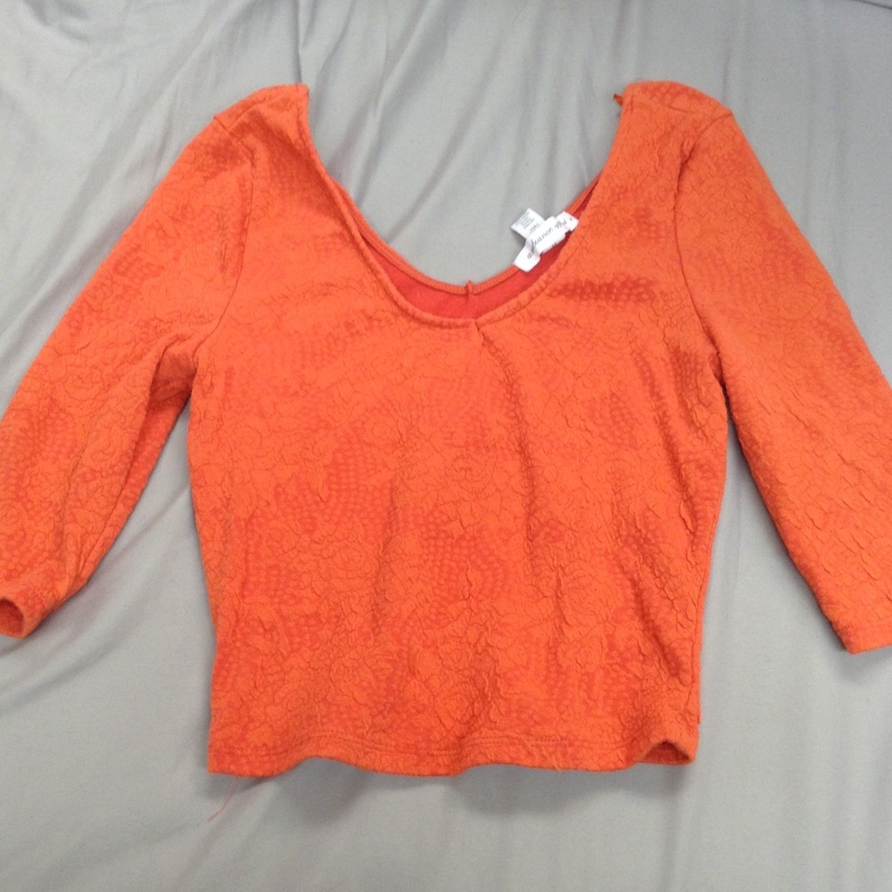 Orange Mid Sleeve Crop Top